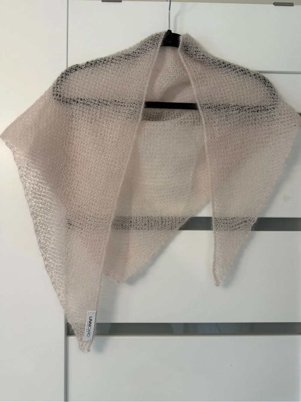 LinniCaro Soft Knit Triangle Mohair Scarf - Pale Blush
